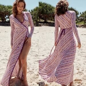 NWT Free People Phoebe Size XS Pink & Purple Wrap Dress